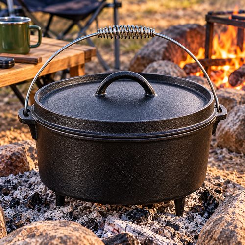 Cast iron camp oven